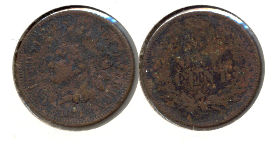 1873 Indian Head Cent Good-4 t Corroded