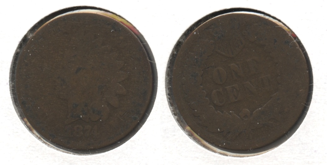 1874 Indian Head Cent Fair-2 #s