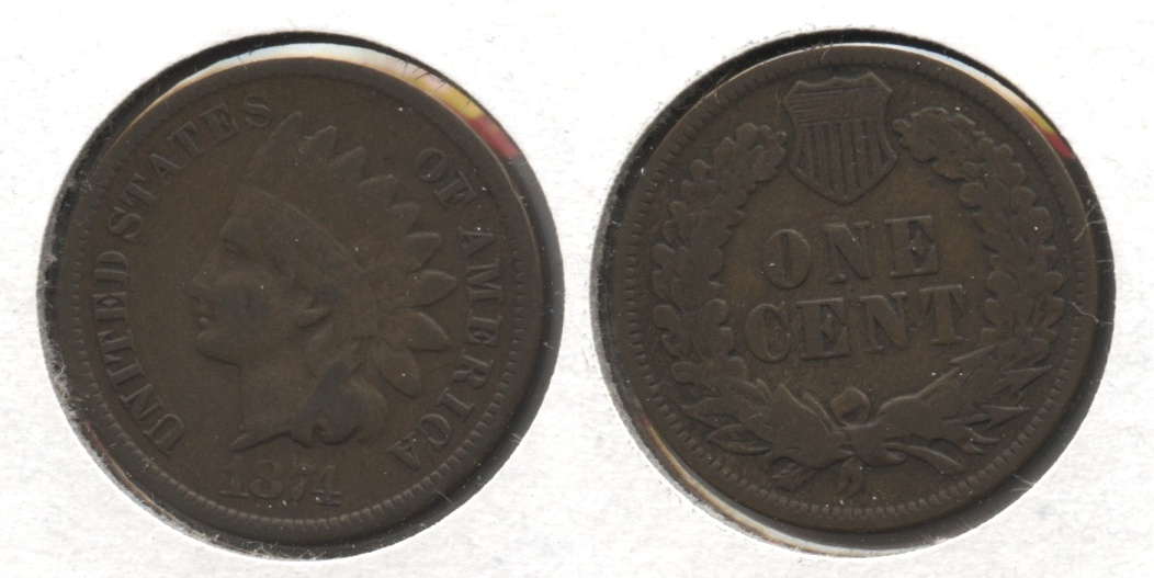 1874 Indian Head Cent Good-4 #aj