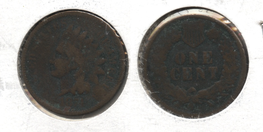 1874 Indian Head Cent Good-4 #as Dark
