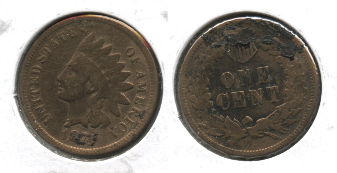 1874 Indian Head Cent Good-4 #bb Cleaned