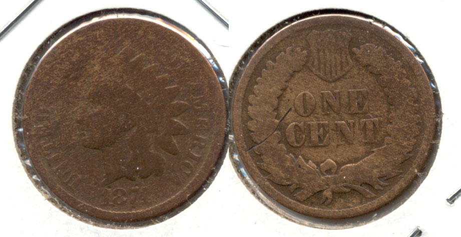 1874 Indian Head Cent Good-4 r Cleaned