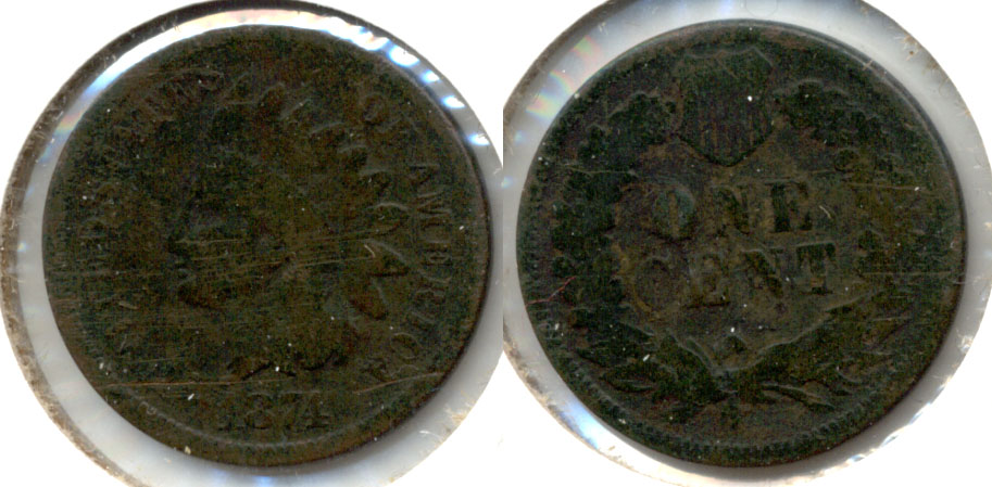 1874 Indian Head Cent Good-4 u Dark