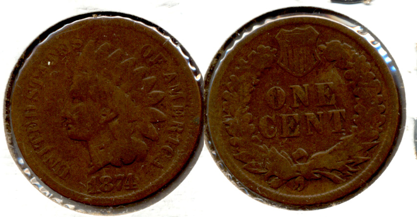 1874 Indian Head Cent Good-4 x