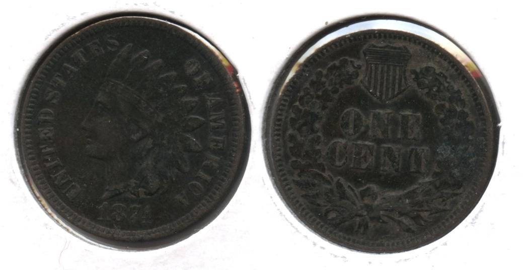 1874 Indian Head Cent VF-20 #c Dark