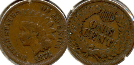 1874 Indian Head Cent VG-8 a