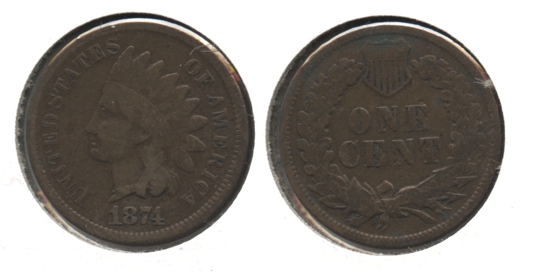 1874 Indian Head Cent VG-8 #h