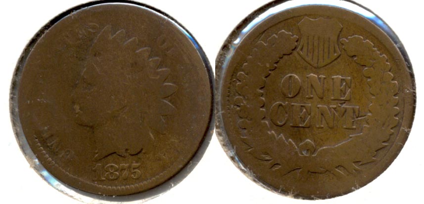 1875 Indian Head Cent AG-3 k Cleaned Retoned