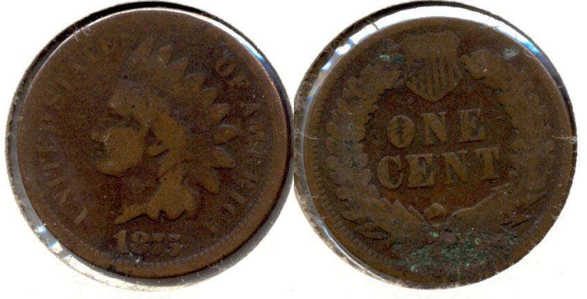 1875 Indian Head Cent Good-4 p Reverse Matter