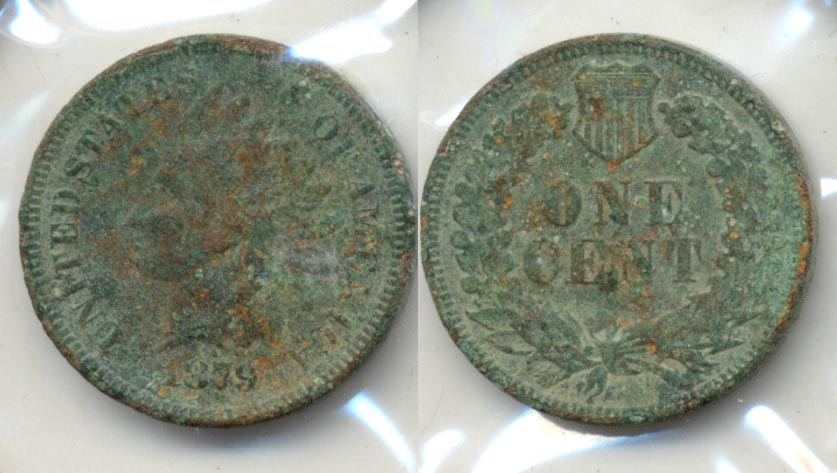 1879 Indian Head Cent Fine-12 b Green