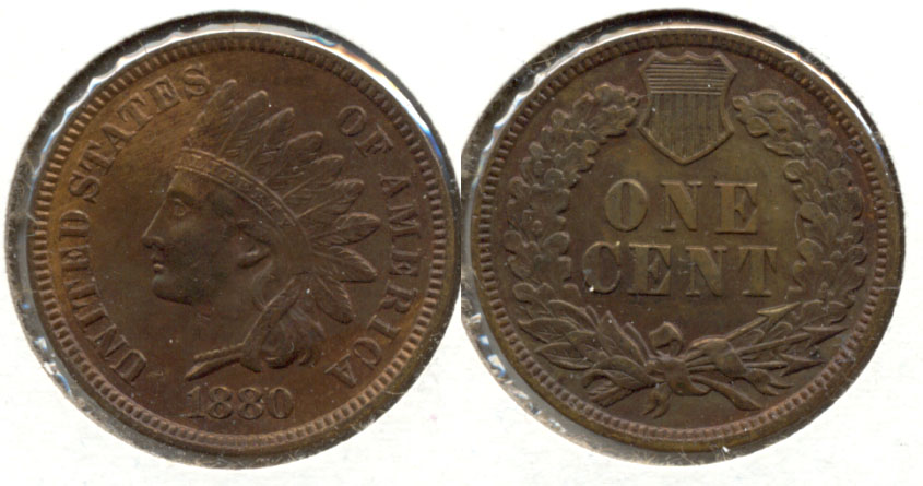 1880 Indian Head Cent MS-62 Brown