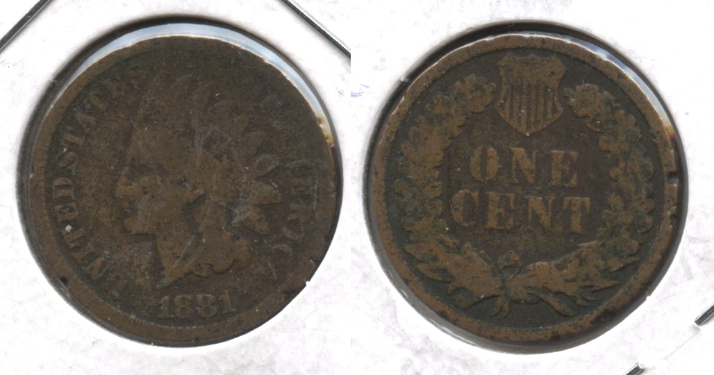 1881 Indian Head Cent Good-4 #ap Porous
