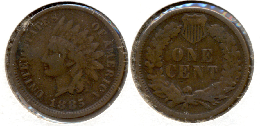1885 Indian Head Cent VG-8 Bit Bent