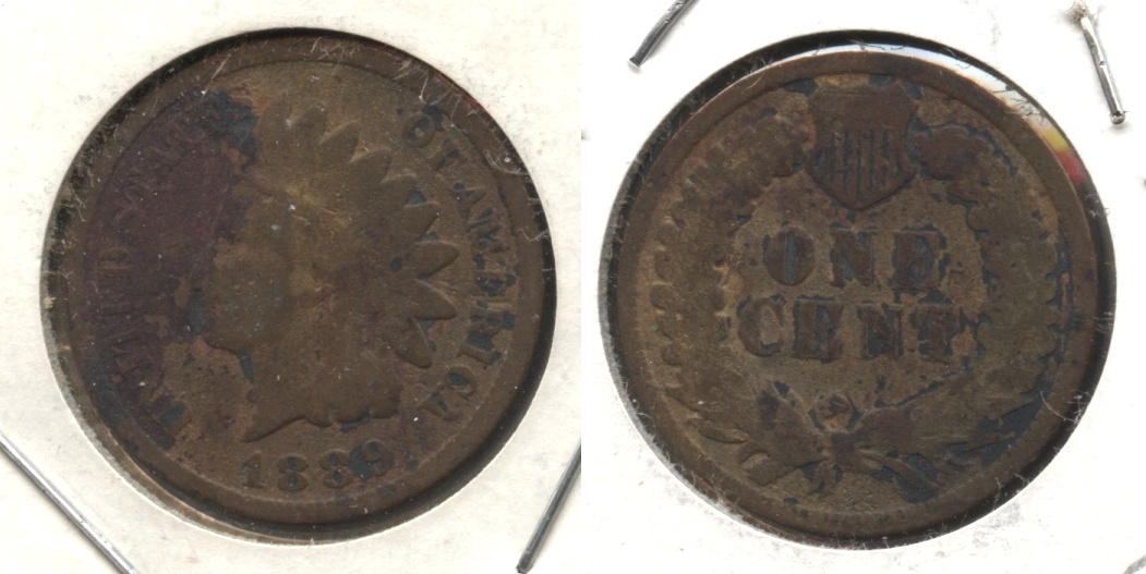 1889 Indian Head Cent Good-4 #s Cleaned