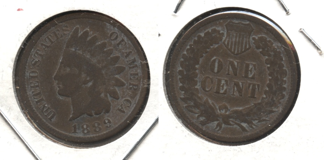 1889 Indian Head Cent Good-4 #t Cleaned Retoned