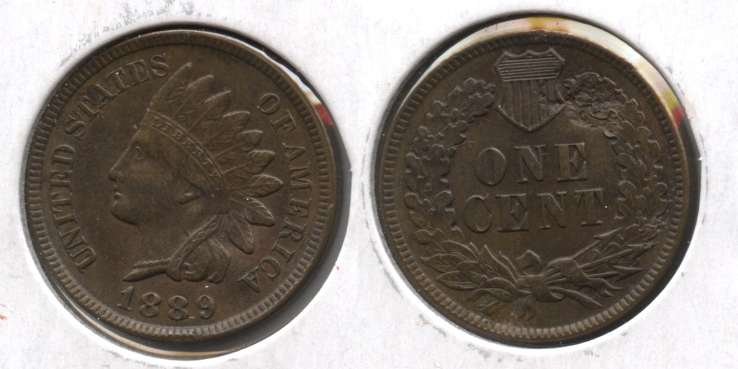 1889 Indian Head Cent MS-60 Reverse Bump
