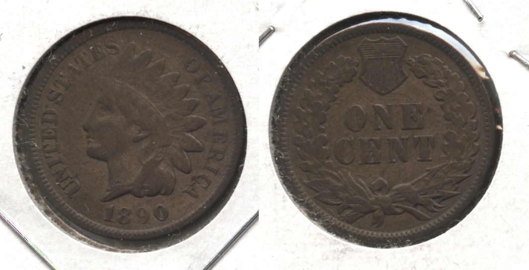 1890 Indian Head Cent Good-4 #t Cleaned Retoned