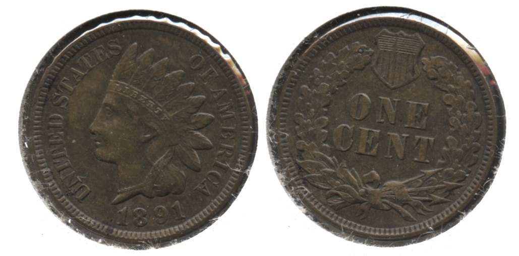 1891 Indian Head Cent AU-50