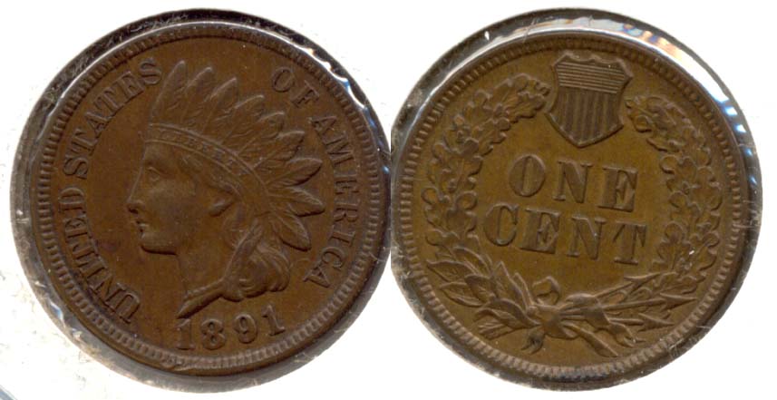 1891 Indian Head Cent AU-55