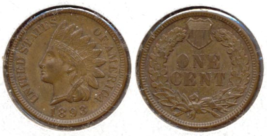 1893 Indian Head Cent MS-60 Brown
