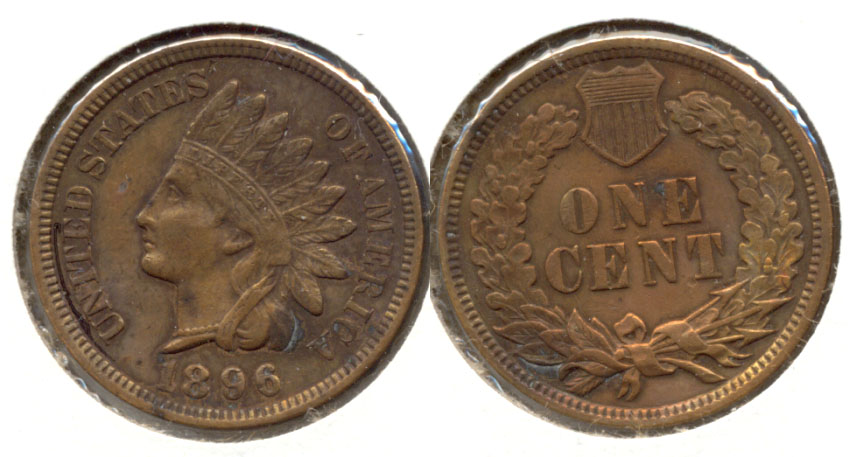 1896 Indian Head Cent AU-50 a Cleaned
