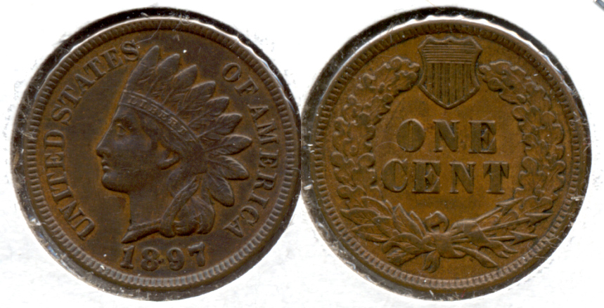 1897 Indian Head Cent AU-50 a