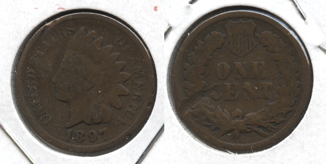 1897 Indian Head Cent Good-4 #m Reverse Damage
