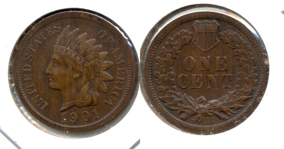 1901 Indian Head Cent AU-55 e Bent