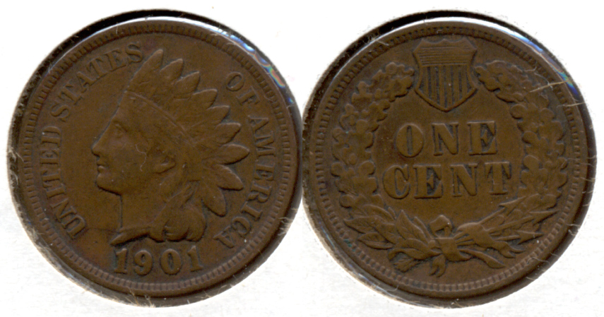1901 Indian Head Cent Fine-12 c
