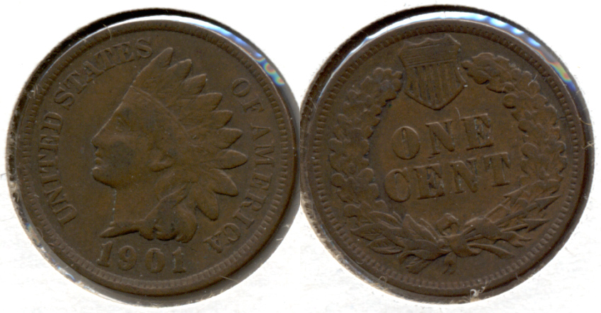 1901 Indian Head Cent Fine-12 f