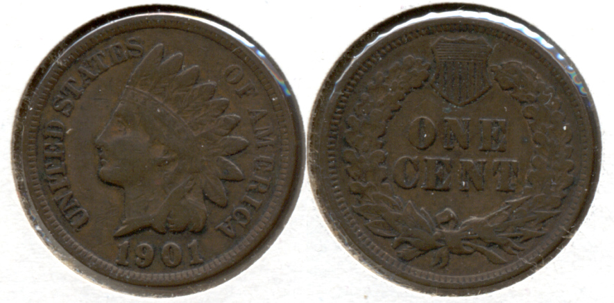 1901 Indian Head Cent Fine-12 k