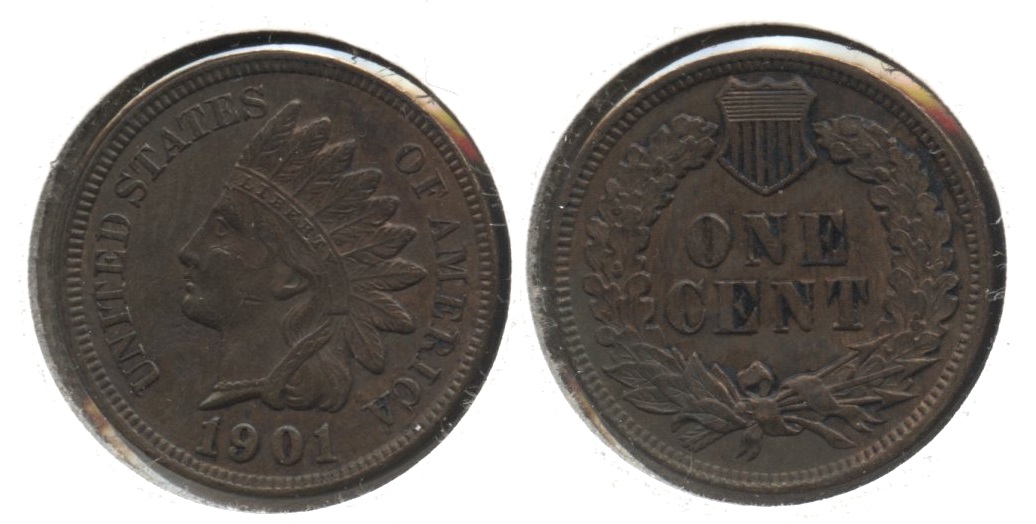 1901 Indian Head Cent MS-60 Brown