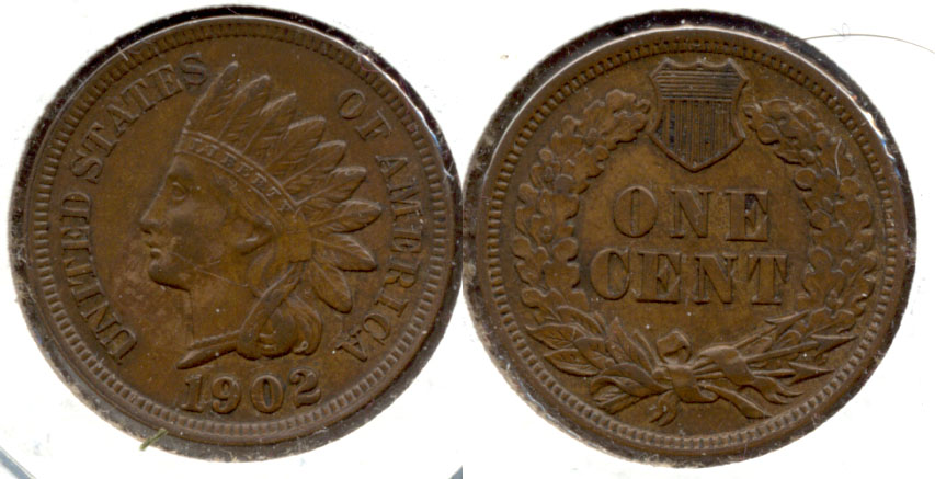 1902 Indian Head Cent AU-50 f