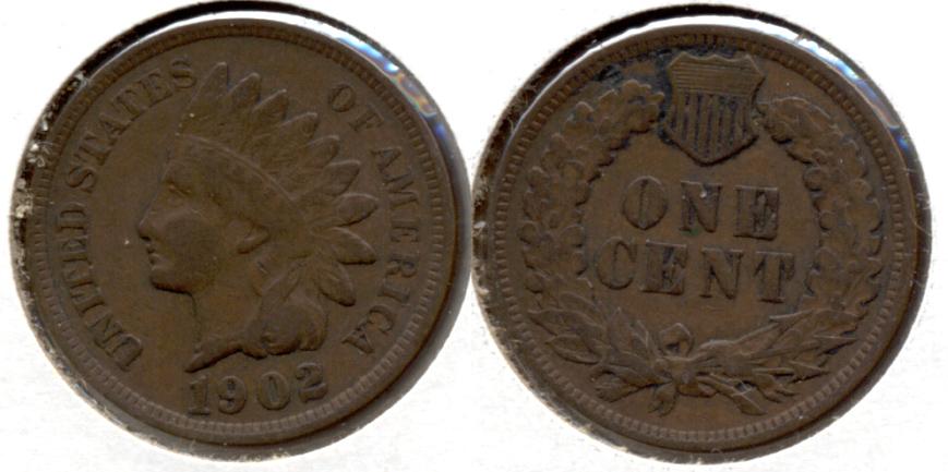 1902 Indian Head Cent Fine-12 e
