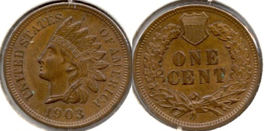 1903 Indian Head Cent AU-50 a