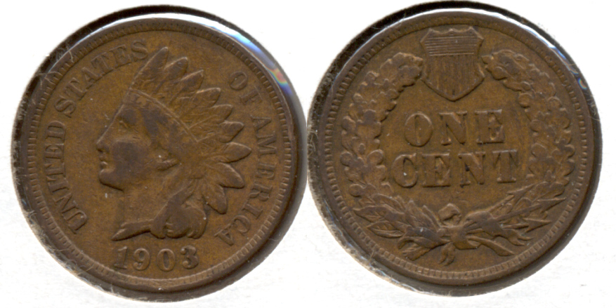 1903 Indian Head Cent Fine-12 i Cleaned Retoned