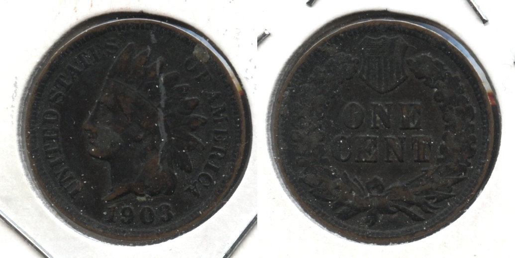 1903 Indian Head Cent Fine-12 #p Dark