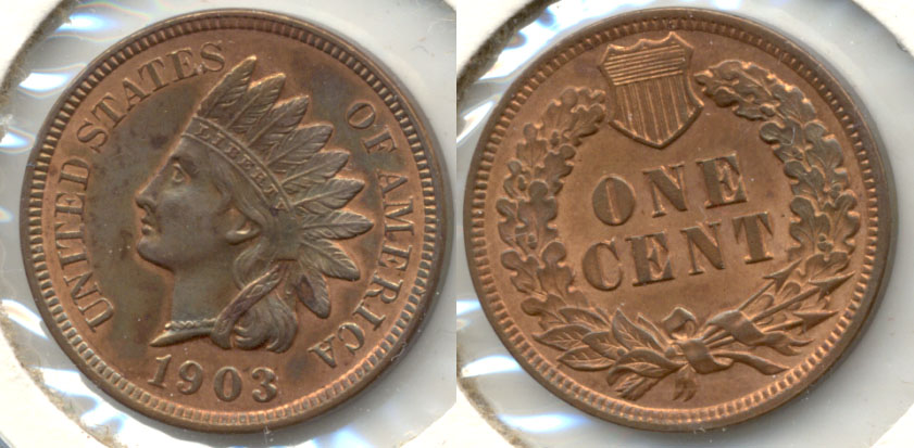 1903 Indian Head Cent MS-63 Red Brown