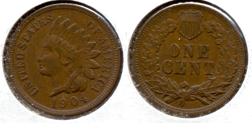 1904 Indian Head Cent AU-50 f