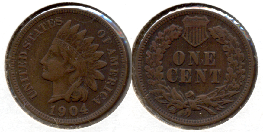 1904 Indian Head Cent VF-20 h Bit Dark