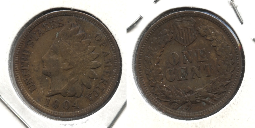 1904 Indian Head Cent VG-8 #f Cleaned Retoned