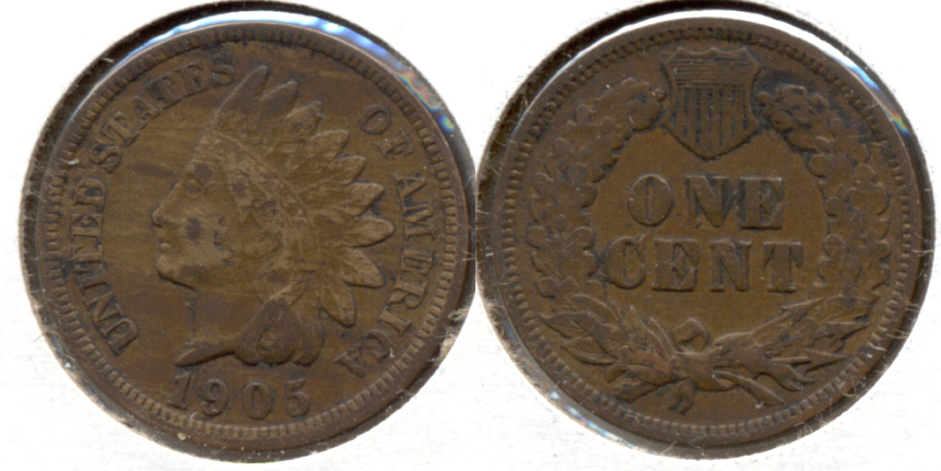 1905 Indian Head Cent Fine-12 Obverse Tic