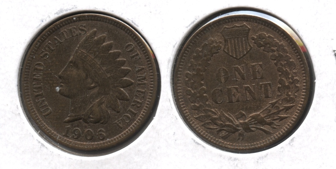 1906 Indian Head Cent AU-50 #ah Cleaned Retoned
