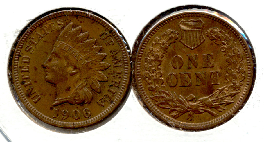 1906 Indian Head Cent AU-58 a Few Spots