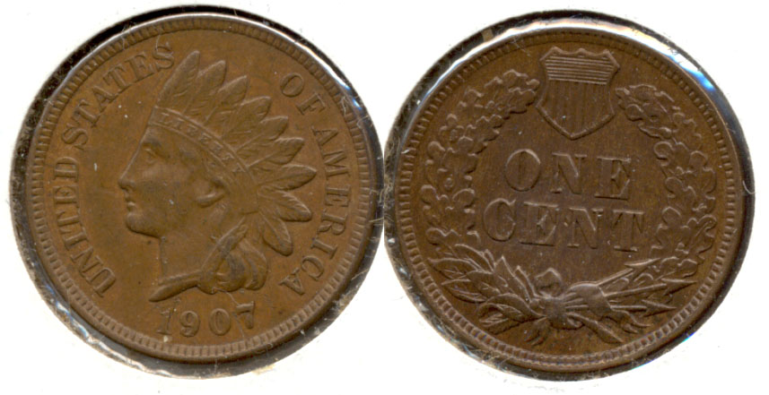 1907 Indian Head Cent AU-50 b