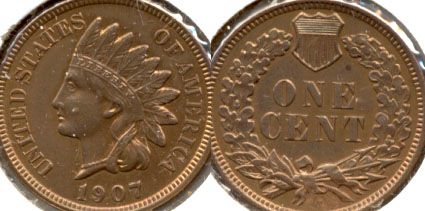 1907 Indian Head Cent AU-50 e
