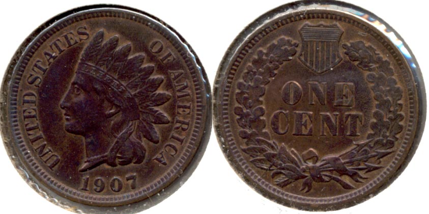 1907 Indian Head Cent AU-50 h