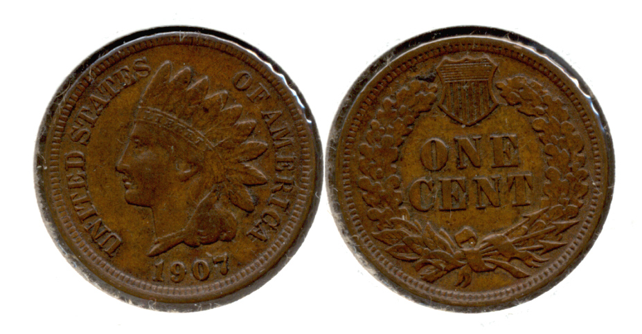 1907 Indian Head Cent AU-50 q