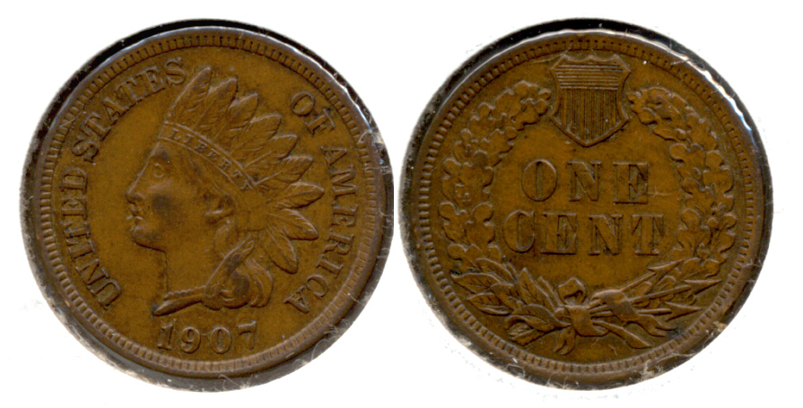 1907 Indian Head Cent AU-50 r