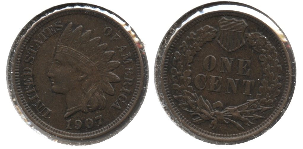 1907 Indian Head Cent AU-50 #v